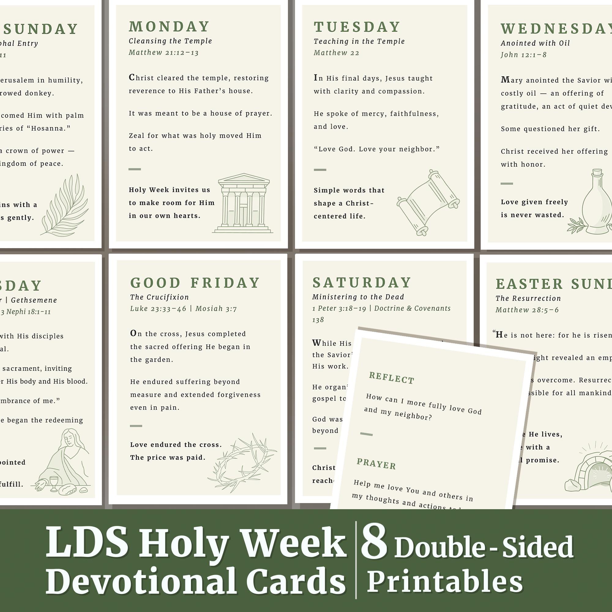 LDS Holy Week Devotional Cards -8 Printables -easter Scripture Study ...