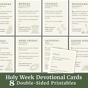 Holy Week Devotional Cards - 8 Printables - Easter Scripture Study Cards - Christian Bible Study - Holy Week Countdown - Instant Download