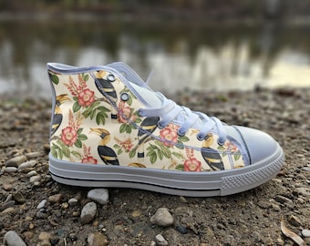 Great Hornbill Converse Style Shoes | Tropical Bird Canvas Sneakers | Wildlife Art Footwear Gift
