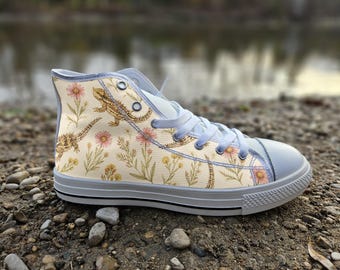Thorny Devil Lizard Converse Style Shoes | Desert Australian Reptile Canvas Sneakers | Unique Wildlife Footwear Gift