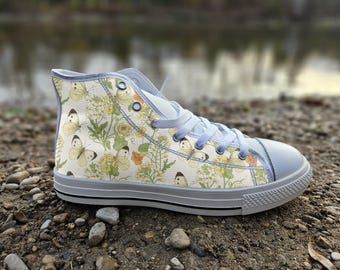 Cabbage White Butterfly Converse Style Shoes | Botanical Garden Canvas Sneakers | Nature Lover Gift