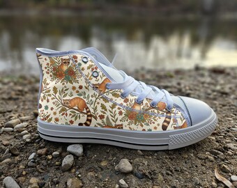 Cacomistle Ringtail Converse Style Shoes | Whimsical Woodland Animal Canvas Sneakers | Nature Lover Gift