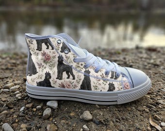 Giant Schnauzer Converse Style Shoes | Whimsical Dog Print Canvas Sneakers for Pet Lovers Gift
