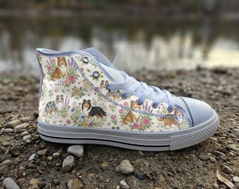 Shetland Sheepdog Schuhe im Turnbeutel-Look | Wunderliche pastorale Segeltuch-Turnschuhe für Hundeliebhaber Geschenk