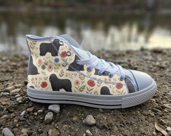 Puli Dog Print Converse Style Shoes | Whimsical Canine Canvas Sneakers for Dog Lovers | Unique Pet Art Footwear Gift