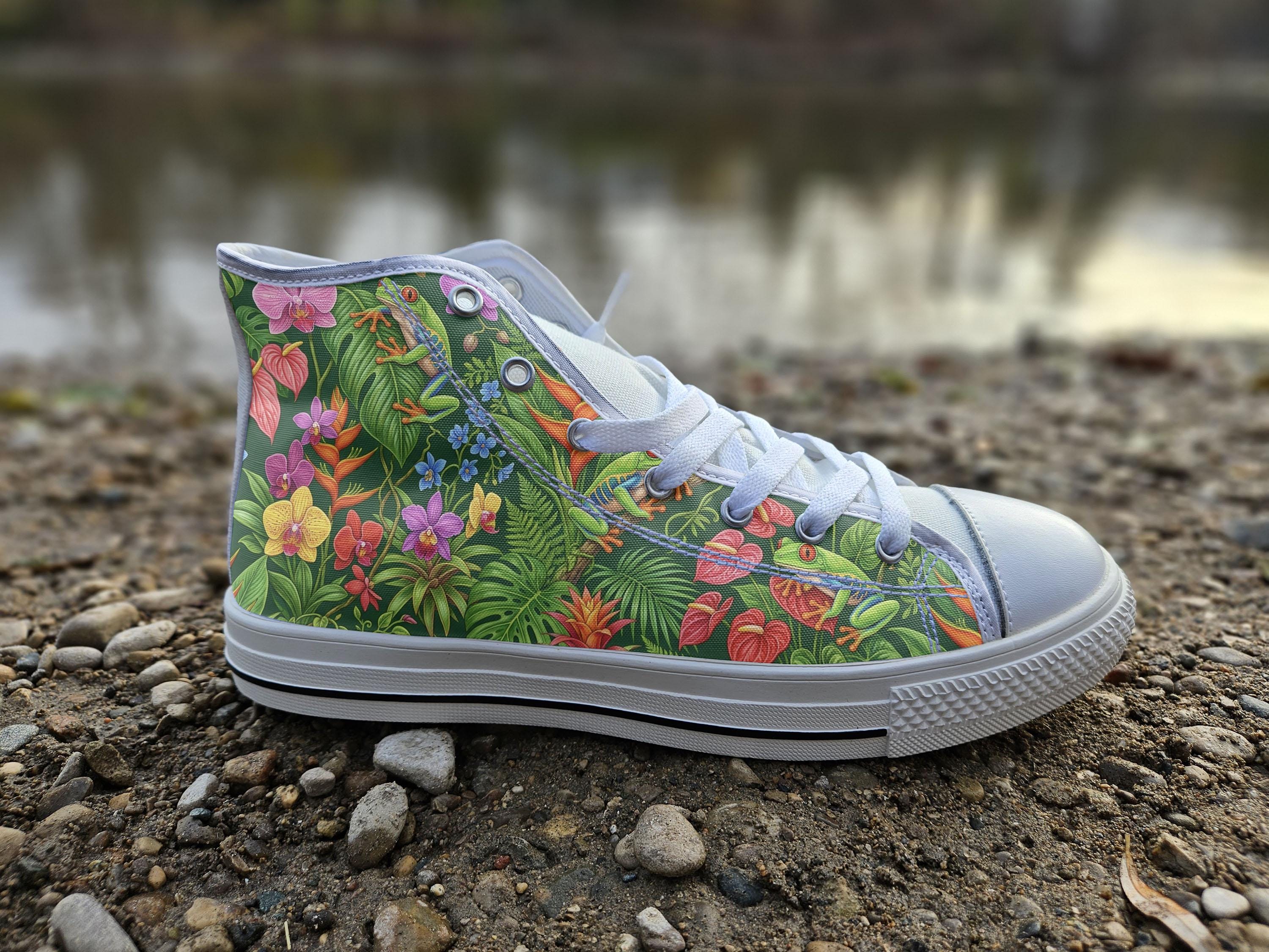 Red-Eyed Tree Frog Print Converse Style Shoes Tropical Rainforest…