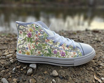 Caecilian Converse Style Shoes | Whimsical Amphibian Canvas Sneakers for Herpetology Lovers, Nature Nerd Gift
