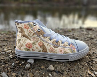 Pangolin Print Converse Style Shoes | Whimsical Animal Canvas Sneakers | Nature Lover Gift Idea