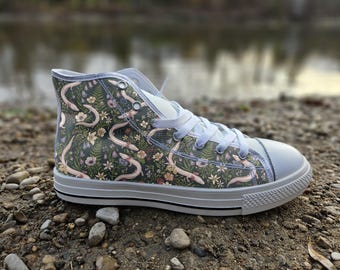 Olm Salamander Converse Style Shoes | Cavecore Amphibian Canvas Sneakers for Nature Lovers, Biologist Gift
