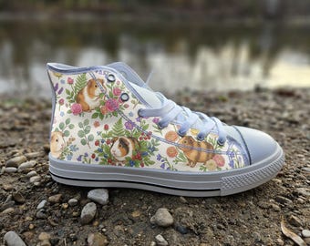 Zapatillas estilo Converse con estampado de conejillo de indias, zapatillas de lona con estampado de conejillo de indias para amantes de las mascotas, un regalo adorable de calzado con motivos de animales.