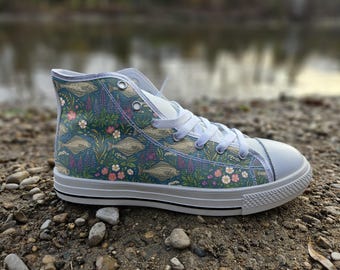 Pacific Halibut Converse Style Shoes | Ocean Life Canvas Sneakers | Marine Biology Gift for Fish Lovers