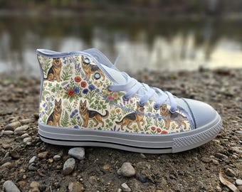 Zapatillas estilo Converse para pastor alemán / Zapatillas de lona para amantes de los perros / Regalo artístico para mascotas