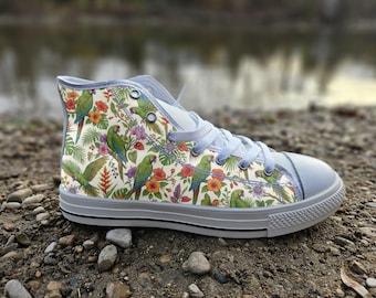 Military Macaw Converse Style Shoes | Tropical Parrot Canvas Sneakers | Colorful Bird Gift for Nature Lovers