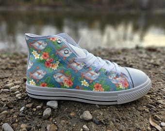 Opah Fish Converse Style Shoes | Colorful Ocean Art Canvas Sneakers | Marine Life Gift for Sea Lovers