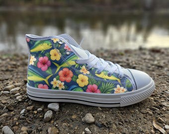 Mahi Mahi Fish Print Converse Style Shoes | Tropical Oceanic Canvas Sneakers for Nature Lovers | Unique Marine Art Footwear Gift