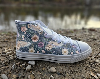 Cuttlefish Print Converse Style Shoes | Marine Oceanic Canvas Sneakers | Unique Sea Creature Footwear Gift