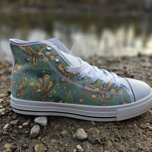 Golden Eagle Print Converse Style Shoes | Majestic Wildlife Canvas Sneakers | Gift for Bird Enthusiasts