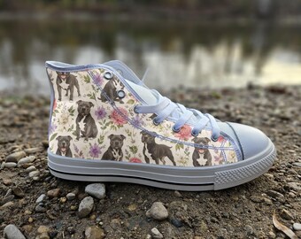 Staffordshire Bull Terrier Converse Style Shoes | Cute Dog Art Canvas Sneakers | Pet Lover Gift