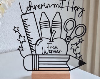 Personalized gift for a teacher | 3D printed stand with name as a thank you, farewell or end-of-school gift for teachers