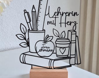 Personalized gift for a teacher | 3D printed stand with name as a thank you, farewell or end-of-school gift for teachers