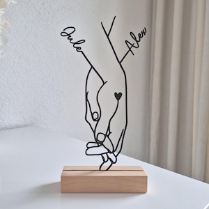 Personalisiertes Pärchen Geschenk | Line Art Aufsteller mit Herz & Namen | 3D Deko für Partner zum Jahrestag, Valentinstag oder zur Hochzeit