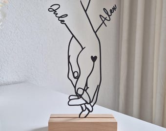 Personalized Couple Gift | Line Art Display with Heart & Names | 3D Decoration for Partners for Anniversary, Valentine's Day or Wedding