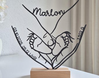 Personalized baby standee with name & birth details | Gift for birth and baby shower | 3D nursery decor | Party favor for mother