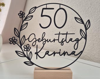 50th Birthday Gift | 50th Birthday Decorations | Personalized 3D Line Art Stand with Name & Age | Decorative Gift for Women