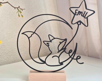 Stillborn Baby Keepsake | Personalized Fox Stand with Moon and Star | 3D Memorial Decoration as a Condolence Gift | Baby Remembrance & Comfort