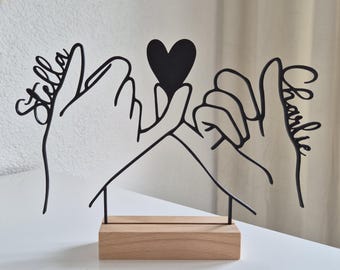 Gift for your best friend | Personalized friends stand with names as a Christmas & birthday gift | Line Art 3D decoration