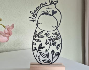 Gift for a midwife | Midwife thank-you gift | 3D printed stand for midwives with a heart | Gift idea and decoration for midwives