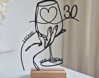 30th Birthday Gift | 30th Birthday Decorations | Personalized 3D Line Art Stand with Name & Age | Decorative Gift for Women