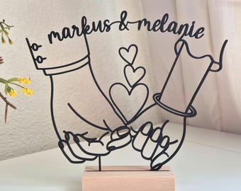 Personalized Couple Gift | Line Art Display with Heart & Names | 3D Decoration for Partners for Anniversary, Valentine's Day or Wedding