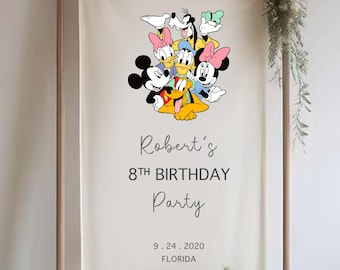 Barn Mickey Mouse Anpassad Namnbanderoll: Boho Födelsedag, Bomullstyg