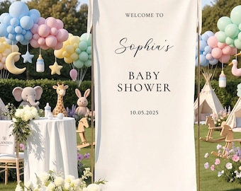 Letrero de bienvenida personalizado para baby shower de niño y niña Baby SQ