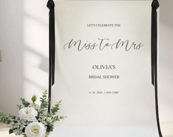 Future Mrs Banner - Personalized Bridal Shower Sign - Cotton Fabric Hanging with Wooden Dowel, Rustic Wedding Party Backdrop Decor