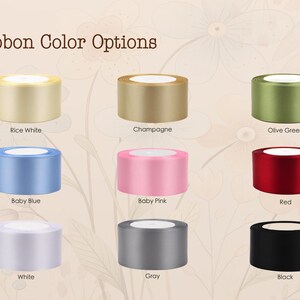 a collection of nine different colored ribbons, each with a unique color and label, arranged in a 3x3 grid.