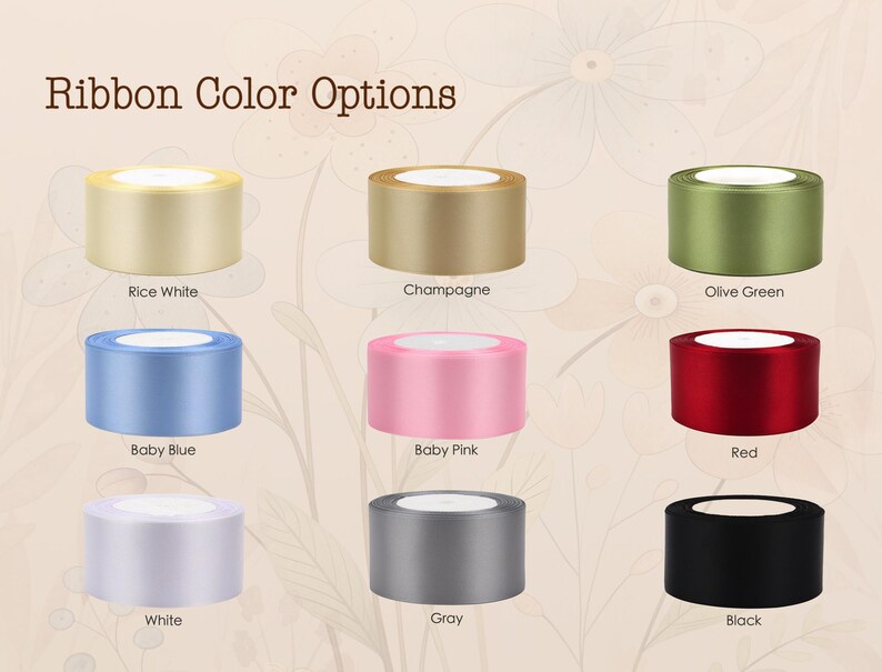 a collection of nine different colored ribbons, each with a unique color and label, arranged in a 3x3 grid.