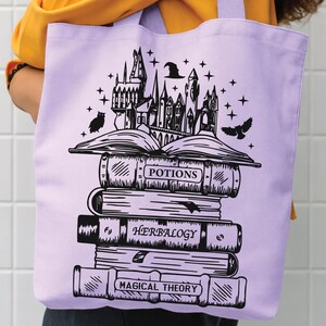 Wizard Tote Bag, Fantasy Book Carryall | Eco Friendly Cotton Canvas | 15x16x3 Inch Library Tote image 9