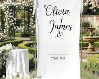Letrero de bienvenida de boda de tela personalizado: pancarta de tela personalizada estilo boho en lona de algodón para decoración.
