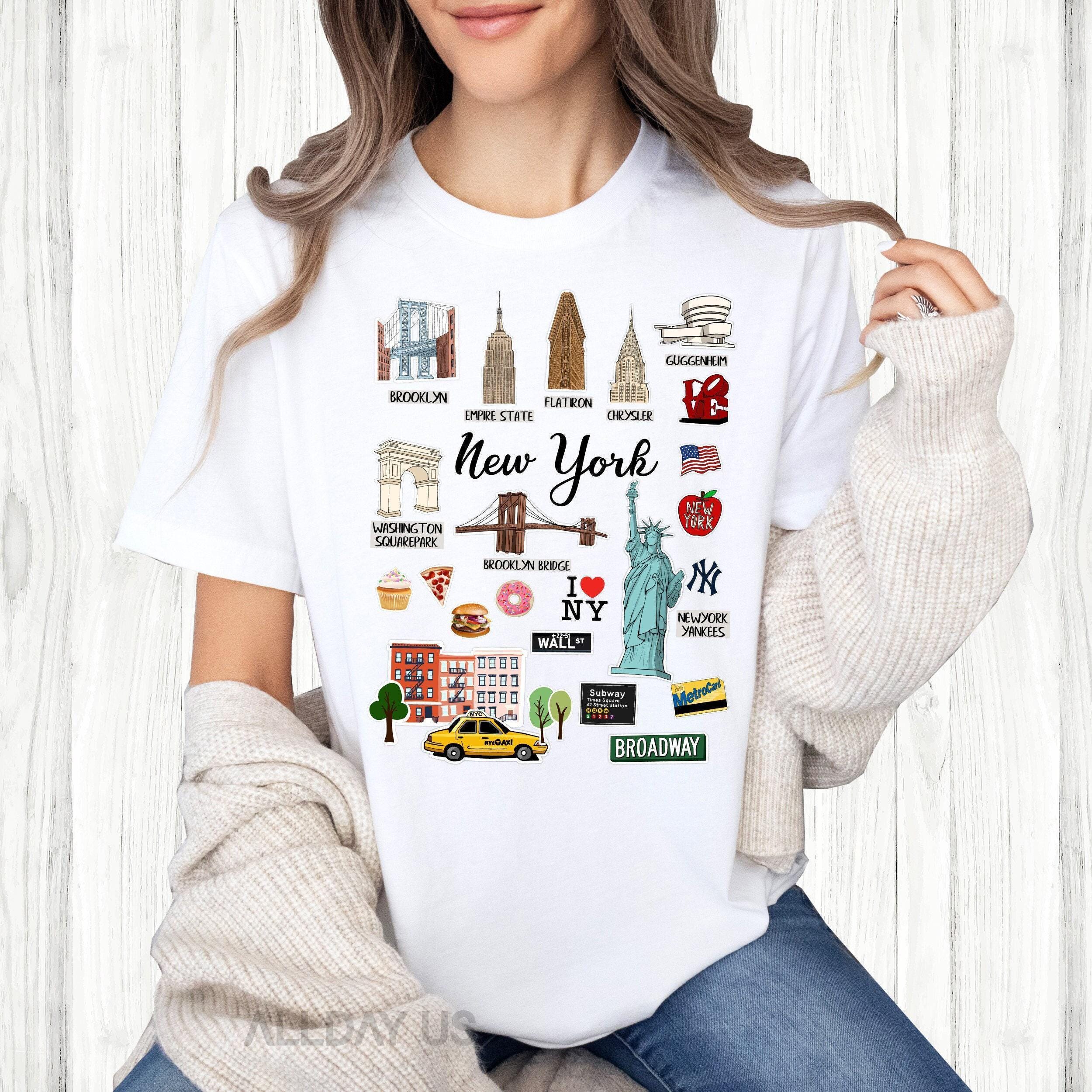 New York City Landmarks T-shirt: East Coast Souvenir Tee - Etsy