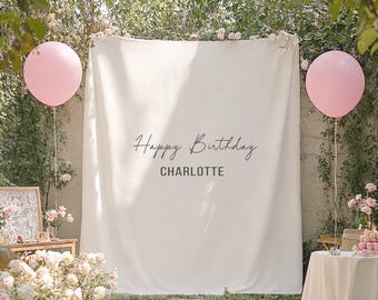Banner de cumpleaños personalizado de algodón estilo bohemio: decoración rústica para habitación infantil con marco de madera.