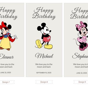 a set of three mickey mouse birthday cards