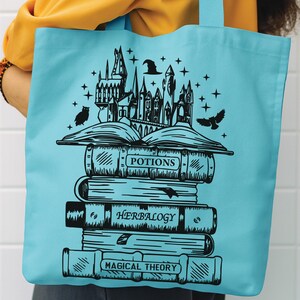 Wizard Tote Bag, Fantasy Book Carryall | Eco Friendly Cotton Canvas | 15x16x3 Inch Library Tote image 7