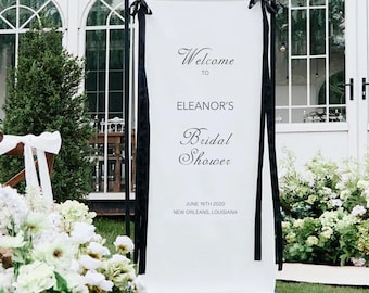 Letrero de bienvenida personalizado para despedida de soltera: Pancarta de bienvenida floral personalizada.