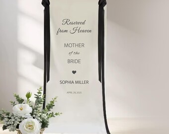 Letrero personalizado para silla de boda "En memoria de un ser querido": Letrero conmemorativo rústico de algodón