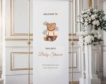Letrero de tela personalizado para baby shower: Banner de algodón personalizado