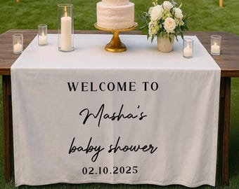 Letrero personalizado de tela de algodón para baby shower, hecho en EE. UU.
