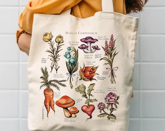 Zelda Hyrule Plants Tote Bag: Large Cotton Canvas