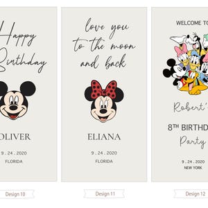 three birthday party invitation cards with different designs and information about the birthday party.